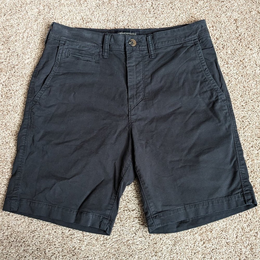 Men's American Eagle Next Level Flex Navy Blue Flat Front Chino Shorts Sz 28 x 8